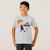 T-shirt I Love Soccer Boy - avec un maillot nommé - blond (Devant entier)