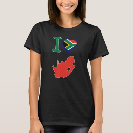 T-shirt I love South Africa S African flag in shape of a h (Devant)
