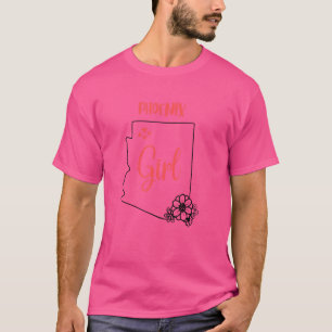 T-shirt I Love State Of Arizona Flower Outline Phoenix Cit