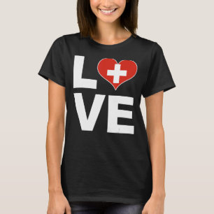 T-shirt I Love Suisse Coeur Drapeau Suisse