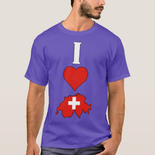 T-shirt I Love Suisse Vertical I Heart Swiss Drapeau Carte