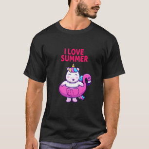 T-shirt I Love Summer Funny Rainbow Unicorn mignon Vibe ro
