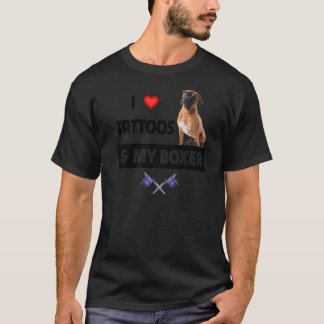 T-shirt I Love Tattoos et My Boxer Bulldog Tattooed Chien 