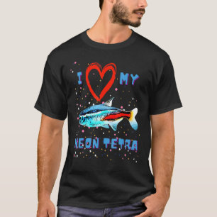 T-shirt I Love Tetras Neon Live Poisson Bleu Tetra Neon