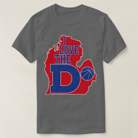 T-shirt I Love the D Pistons Basketball (Design devant)