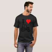 T-shirt I Love Tractor Red Heart Valentines Day Funny Farm (Devant entier)