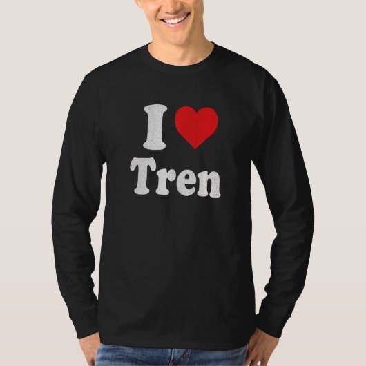 T-shirt I Love Tren détendu Retro Vintage (Devant)