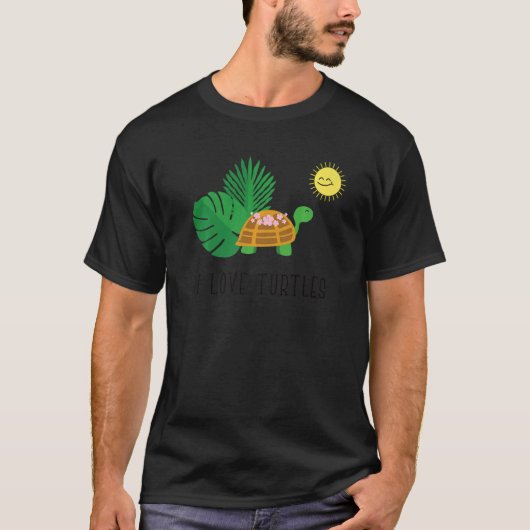 T-shirt I Love Turtles Smile Face Turtle Sunshine Tropical (Devant)