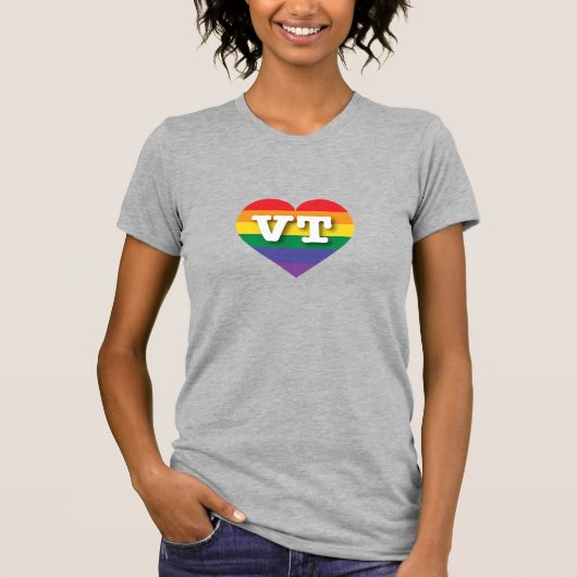 T-shirt I Love Vermont Rainbow Heart (Devant)