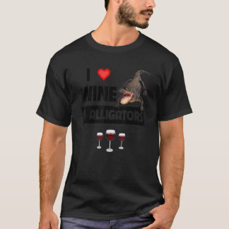 T-shirt I Love Vin et Alligators Reptile Verre à boire