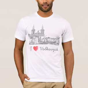 T-shirt I Love Volkovysk Biélorussie Architecture Cathédra