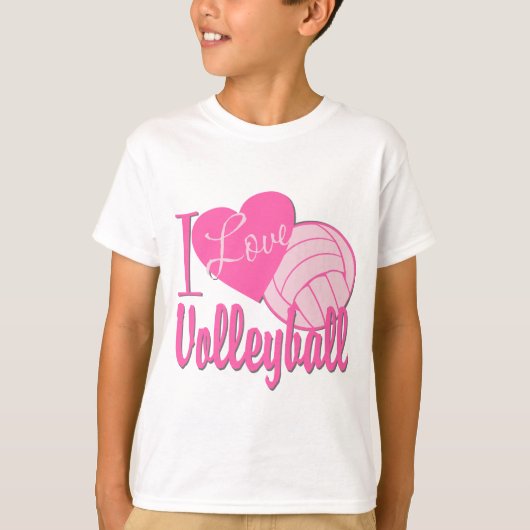 T-shirt I Love Volleyball rose (Devant)