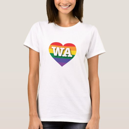 T-shirt I Love Washington State Rainbow Heart (Devant)