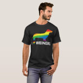 T-shirt I love Weiners Dachshund Gay Lesbian Pride (Devant entier)