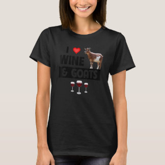 T-shirt I Love Wine and Goats  Farming Drinking Farm Anima