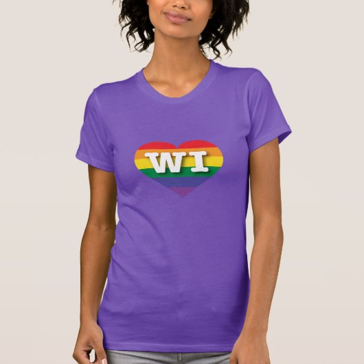 T-shirt I Love Wisconsin Rainbow Heart (Devant)