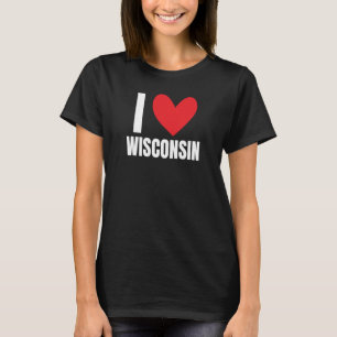 T-shirt I Love Wisconsin State Milwaukee Sports Madison Gr