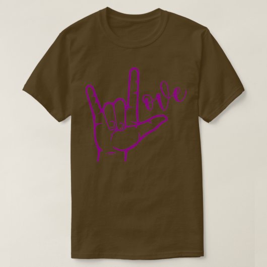 T-shirt I Love You Hand Sign American Sign Language 4 (Design devant)