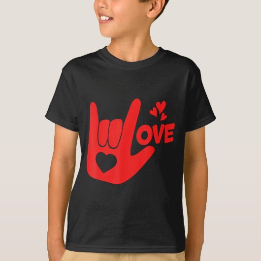 T-shirt I Love You Hand Sign Asl Valentine' Day Funny Wome (Devant)