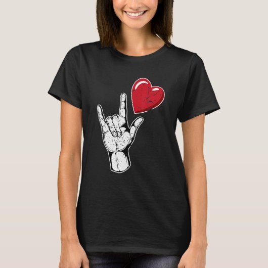 T-shirt I Love You Hand Sign Valentines Day Language (Devant)