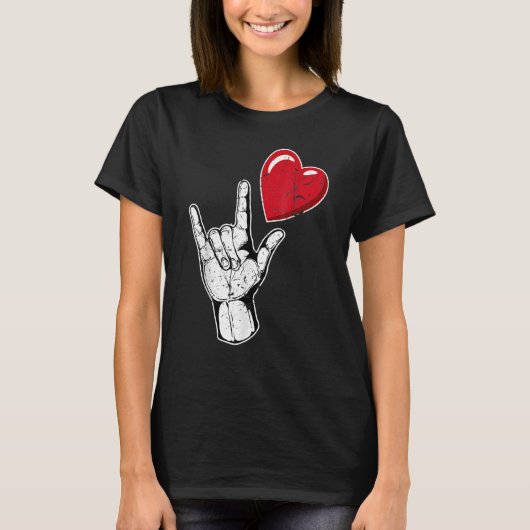 T-shirt I Love You Hand Sign Valentines Day Language (Devant)