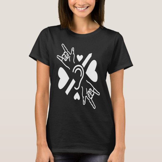 T-shirt I Love You Sign Language Enseignant Main ASL Sourd (Devant)