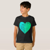 T-shirt I Love You Teal Heart Distressed Valentine's Day (Devant entier)