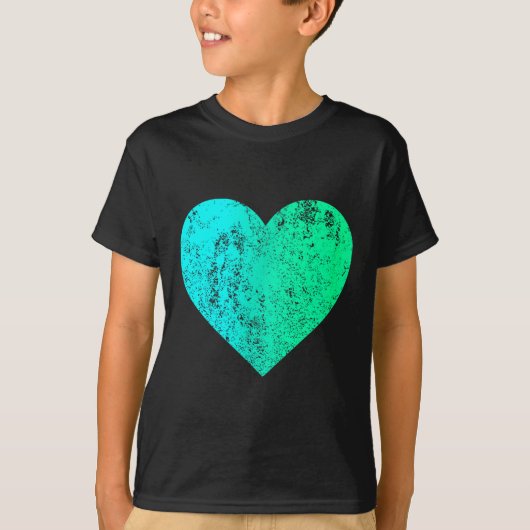 T-shirt I Love You Teal Heart Distressed Valentine's Day (Devant)