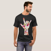 T-shirt I Lovely You Sign Language ASL Lovely Floral (Devant entier)