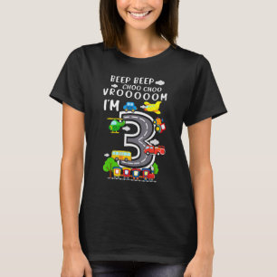 T-shirt I M 3 Anniversaire Garçon 3e Anniversaire Trains V