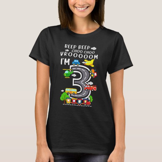 T-shirt I M 3 Anniversaire Garçon 3e Anniversaire Trains V (Devant)