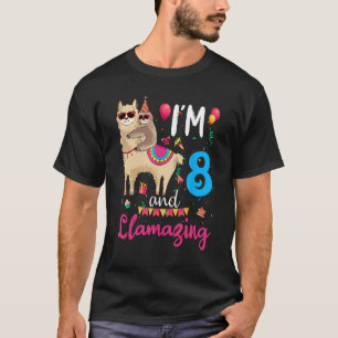 T-shirt I m 8 Et Llamaza Thème 8ème Anniversaire