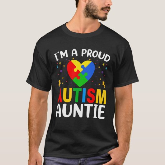 T-shirt I m a Proud Autism Aunt Autism Awareness Puzzle Pi (Devant)