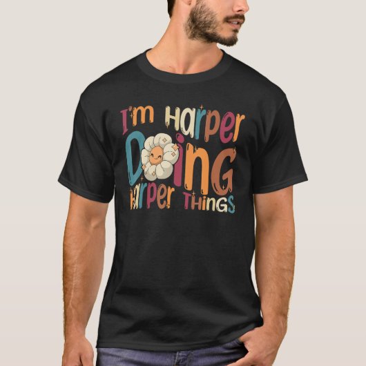 T-shirt I m Harper Doing Harper Things Groovy Retro Harpe (Devant)