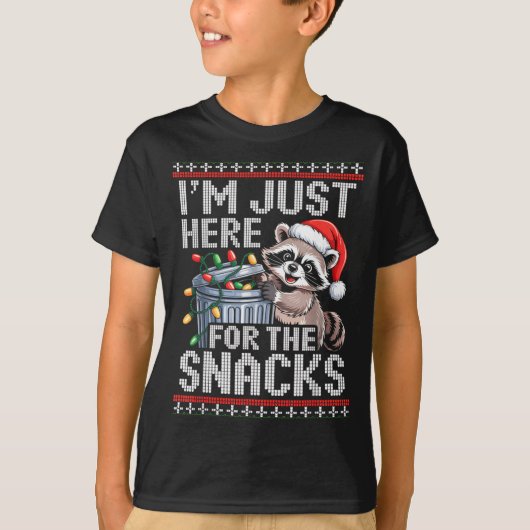 T-shirt I’m Just Here For The Snacks Raccoon Christmas Ugl (Devant)