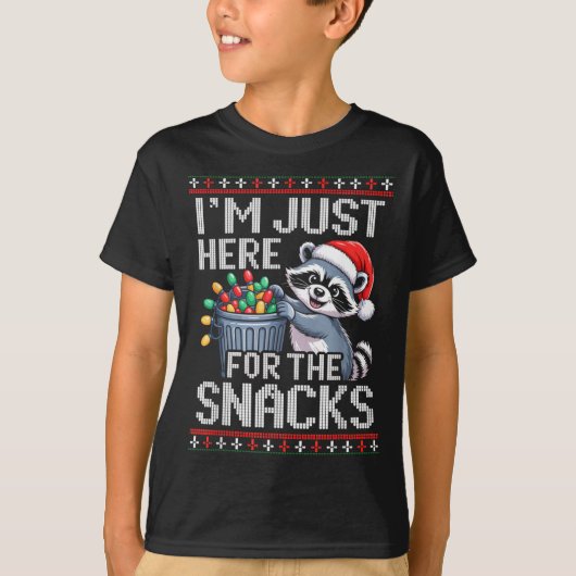 T-shirt I’m Just Here For The Snacks Raccoon Christmas Ugl (Devant)