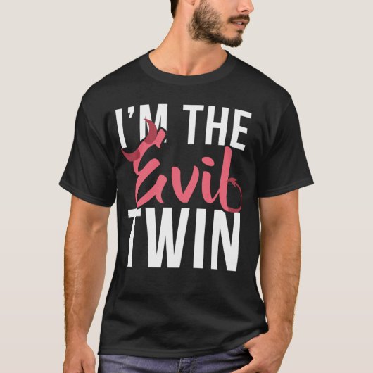 T-shirt I m the evil twin  Halloween horror (Devant)