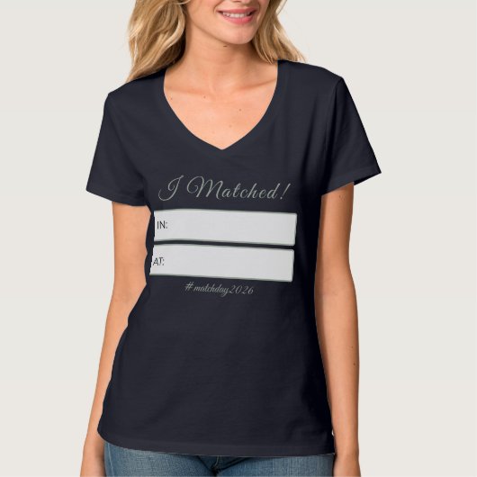 T-shirt “I Matched!” Personalized Residency Match Day (Devant)
