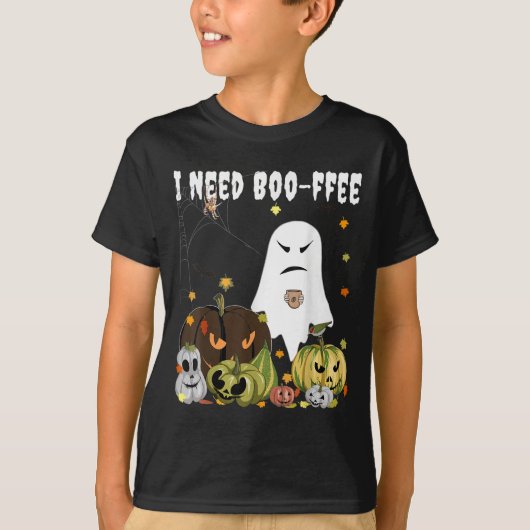 T-shirt I Need Boo-ffee Ghost Jack-o-lantern Coffee Lover (Devant)