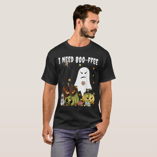T-shirt I Need Boo-ffee Ghost Jack-o-lantern Coffee Lover (Devant entier)