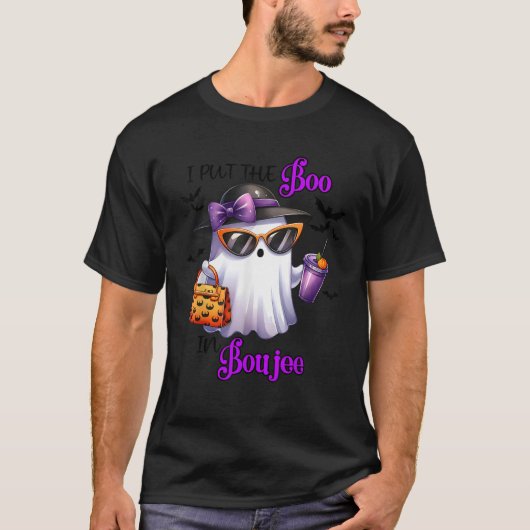 T-shirt I Put The Boo In Boujee Ghost Halloween Cute Lady  (Devant)