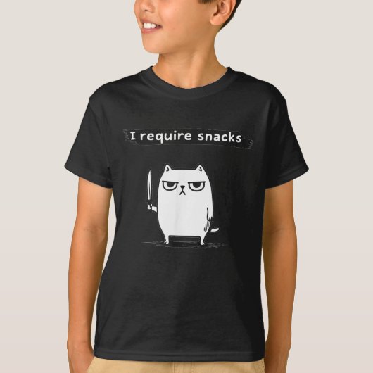 T-shirt I Require Snacks Angry Cat Funny Meme  (Devant)