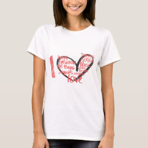T-shirt I rose de graffiti de coeur