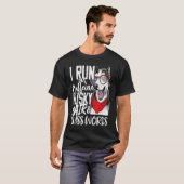 T-shirt I run on Caffeine & Husky Hair cool dog (Devant entier)