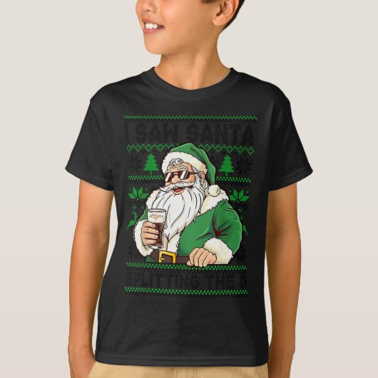 T-shirt I Saw Santa Splitting The G, Santa Beer Drinking C (Devant)