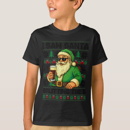 T-shirt I Saw Santa Splitting The G, Santa Beer Drinking C (Devant)