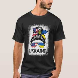 T-shirt I Stand With Ukraine Flag Messy Bun Support Ukrain