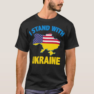 T-shirt I Stand With Ukraine Map American Flag US Support