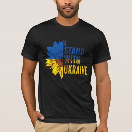 T-shirt I stand with Ukraine. Sunflower symbol of Peace. (Devant)