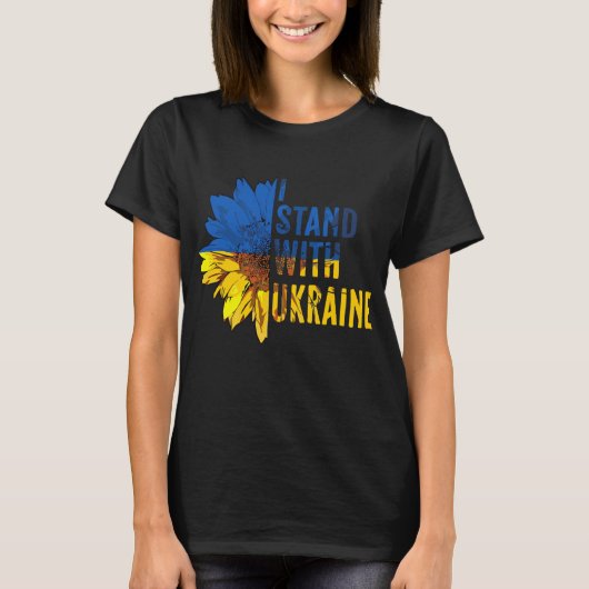 T-shirt I stand with Ukraine. Sunflower symbol of Peace. (Devant)